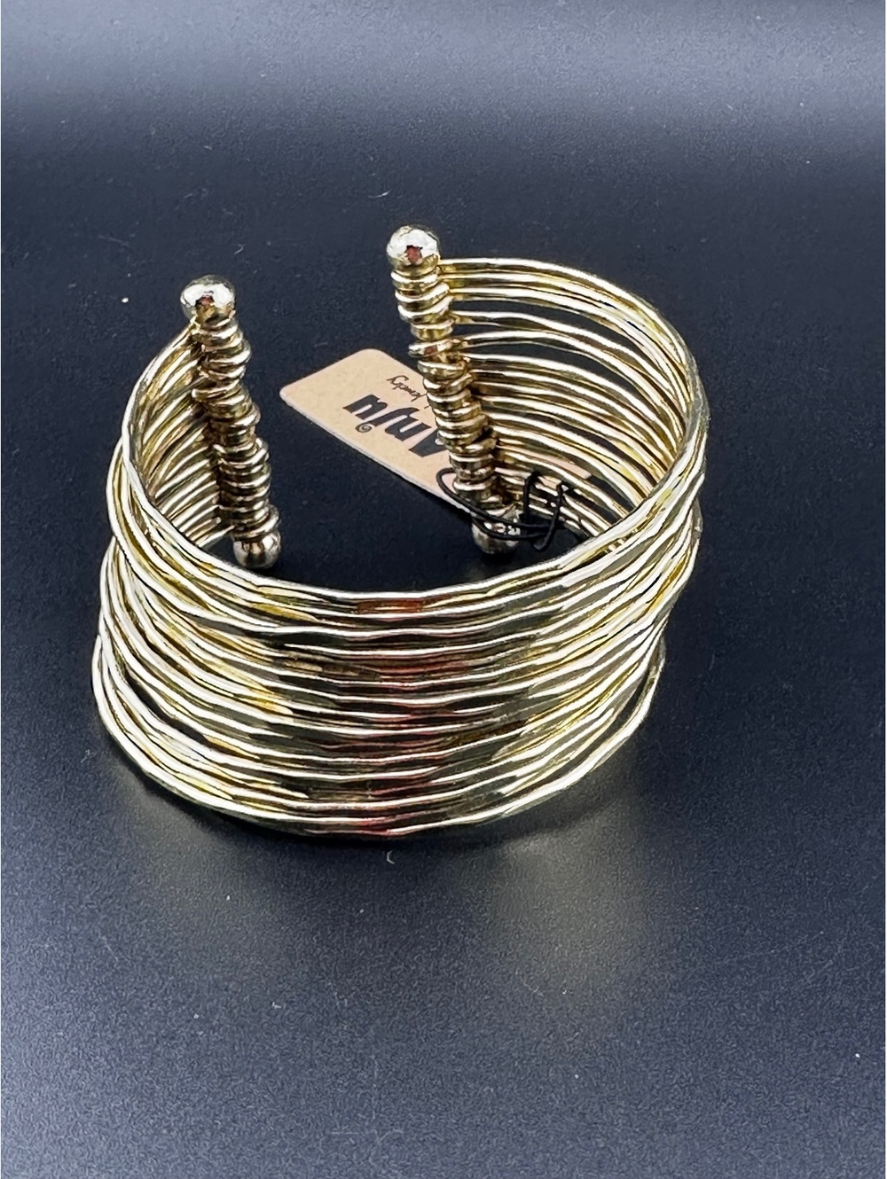 Anju Gold Tone Multi-Band Open Cuff Bracelet